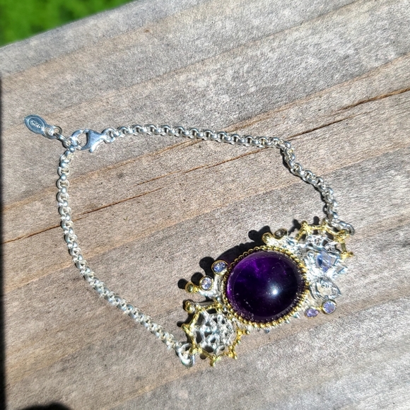 NEW Amethyst & Tanzanite 🕷 sterling spider & web bracelet - Picture 10 of 11